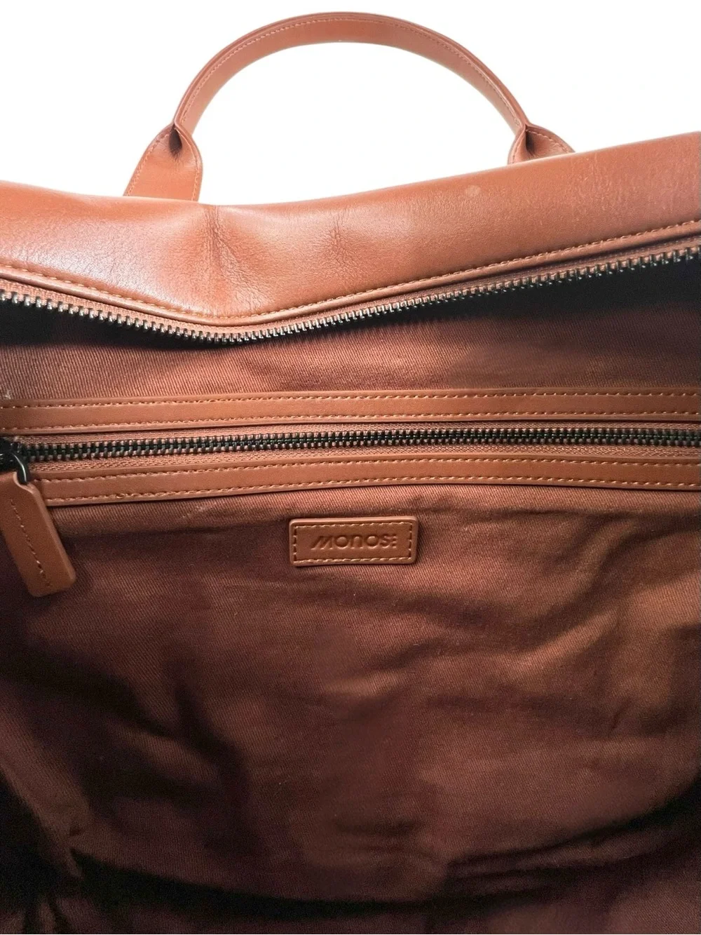 MONOS Metro Duffle - Brown Faux Leather Shoulder Strap Unisex Duffel Travel Bag